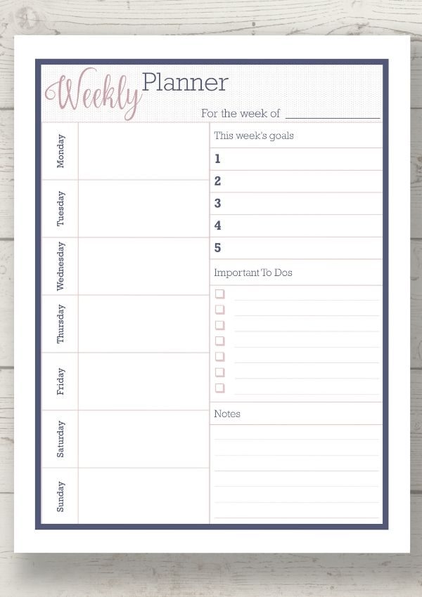 Free Printable Weekly Planner Page Planning Calm From Chaos