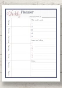 weekly planner page