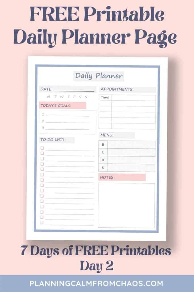 printable daily planner page