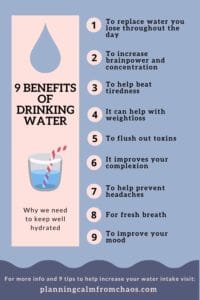 9 Benefits of Drinking Water - Planning Calm From Chaos