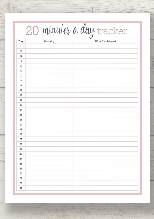 free 20 minutes a day tracker
