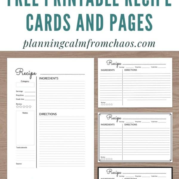 Free Printable Recipe Cards and Pages