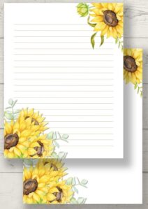 printable sunflower stationery
