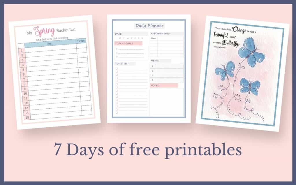 7 days of free printables
