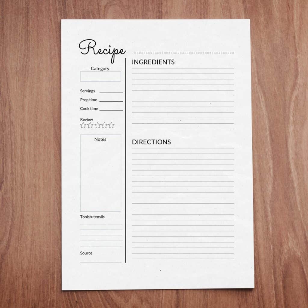 Free Printable Recipe Cards and Pages Planning Calm From Chaos