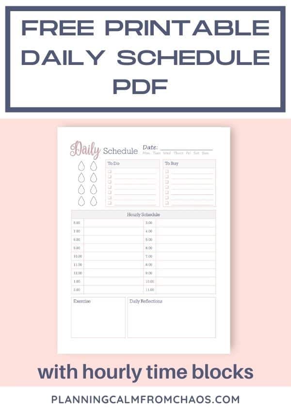 printable daily time schedule