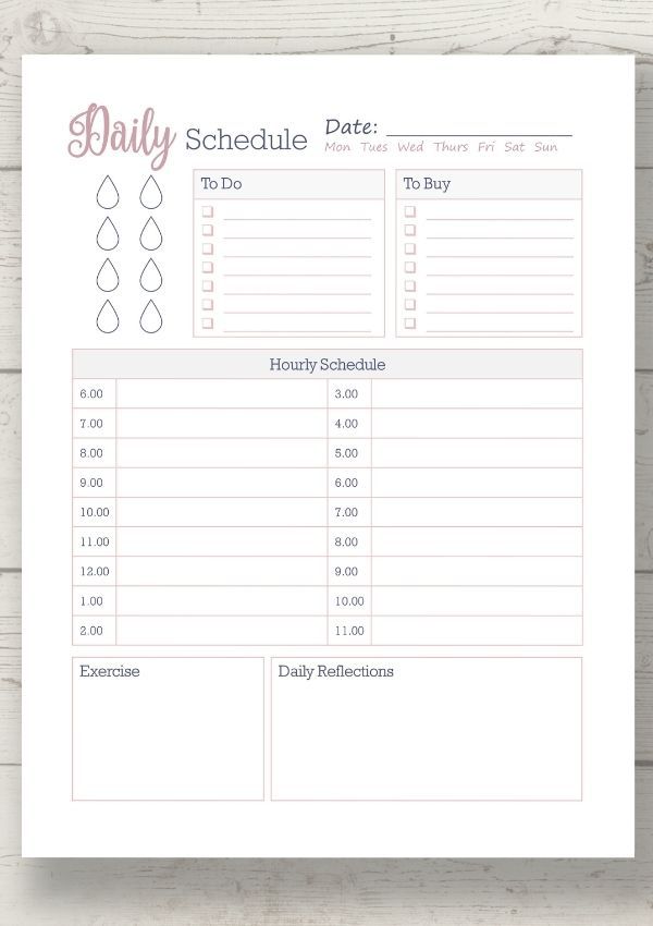 free printable daily schedule template